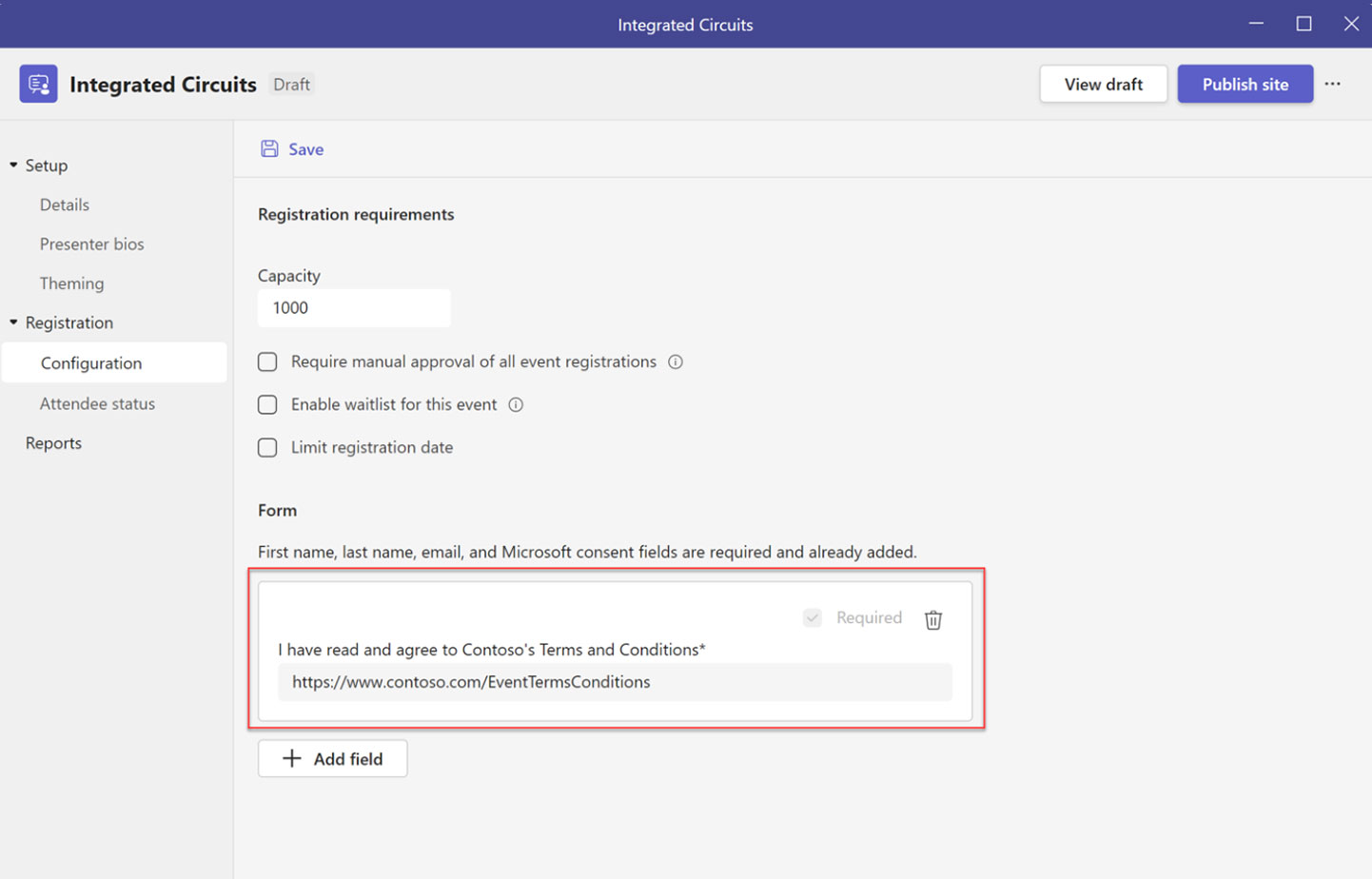 Webinar event registration configuration screenshot 3