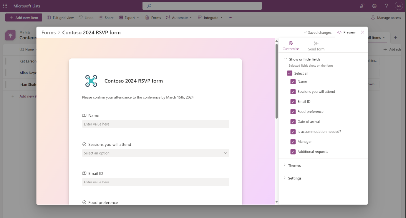 Submit info with forms
